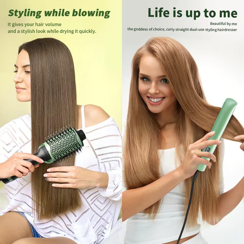 2-in-1 Hair Straightening Comb & Curler