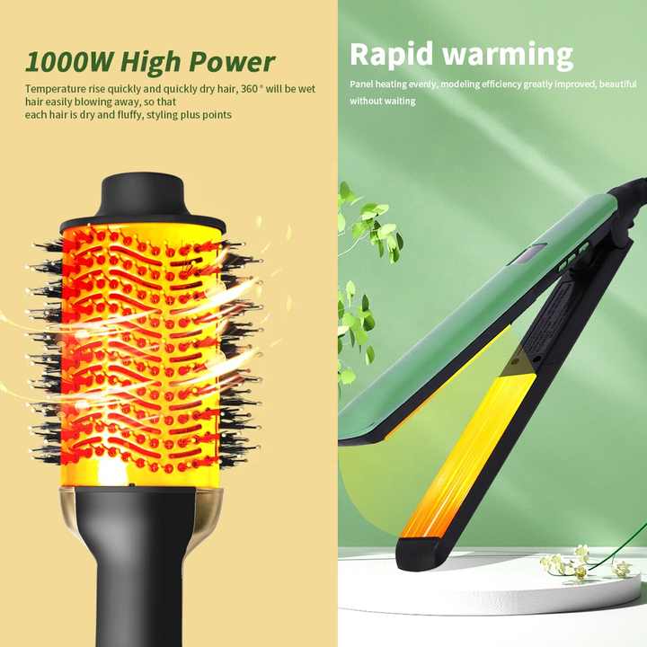 2-in-1 Hair Straightening Comb & Curler