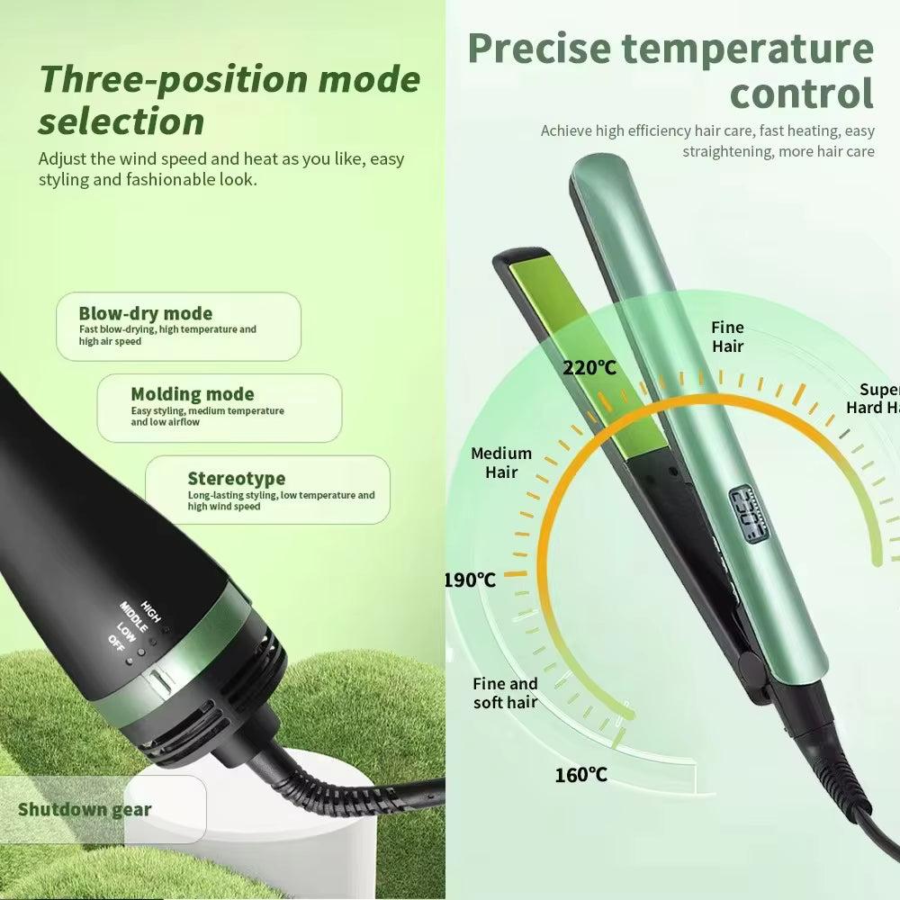 2-in-1 Hair Straightening Comb & Curler