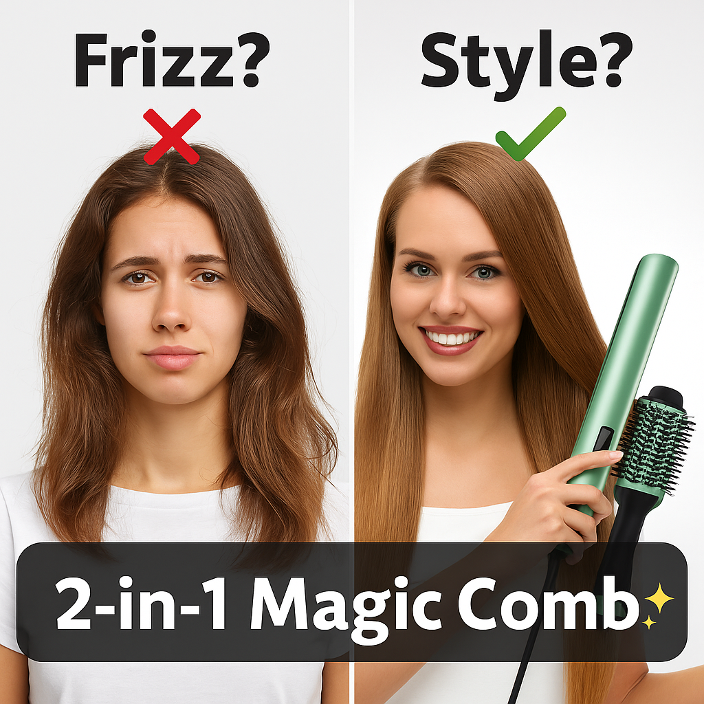 2-in-1 Hair Straightening Comb & Curler